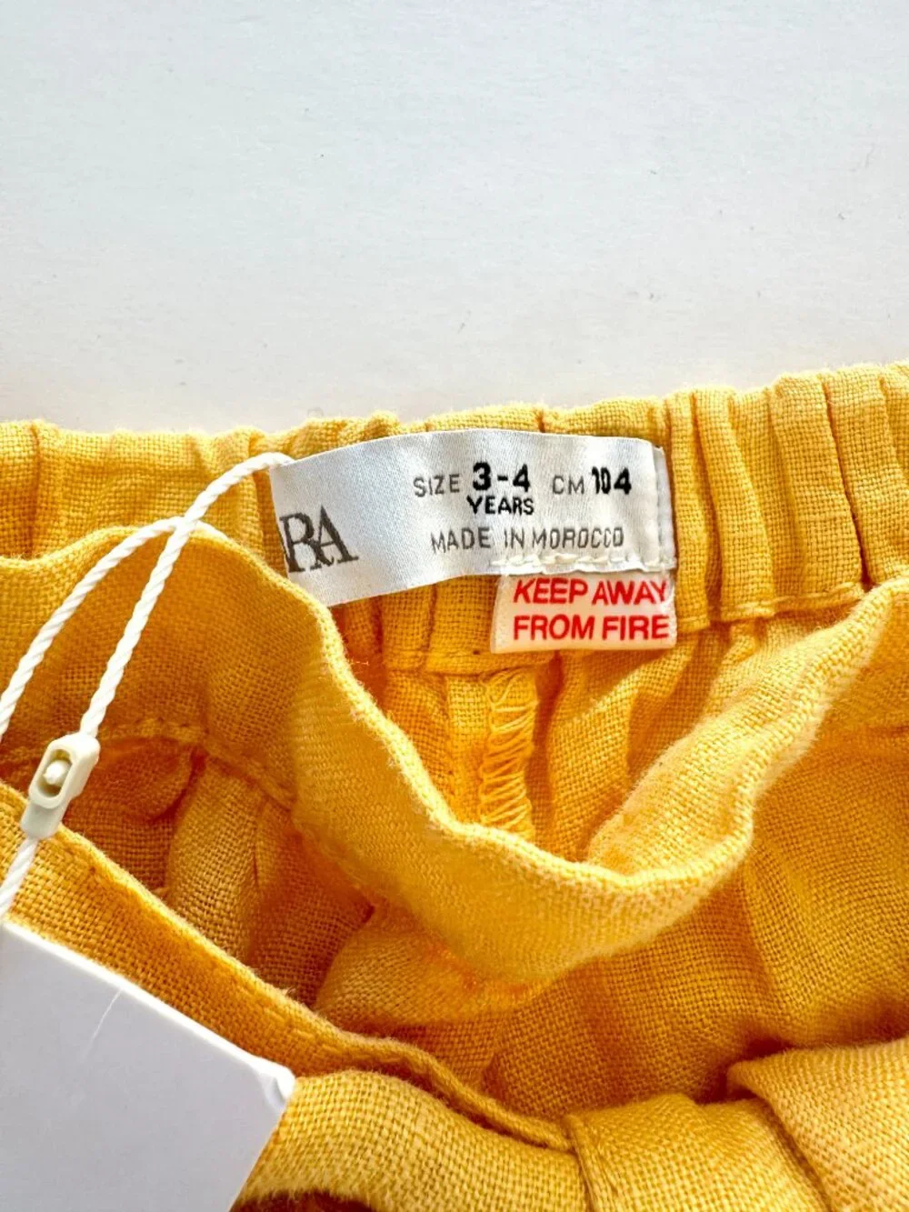 NWT Zara Girls Mustard Yellow Linen Shorts Sz 3-4 (104) Bow Waist